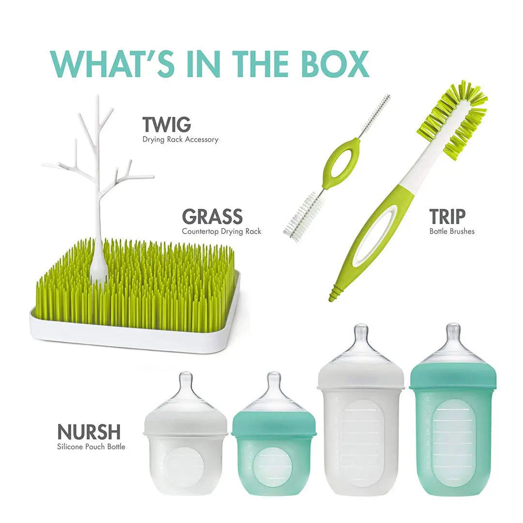 Boon Nursh Grass Drying Rack Bundle Bottles & Accessories Starter Set Boon