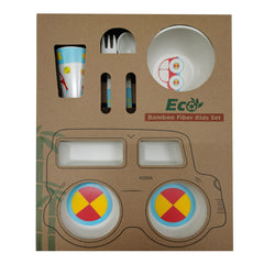Bamboo Fiber Tableware 5 Pieces Set - Red