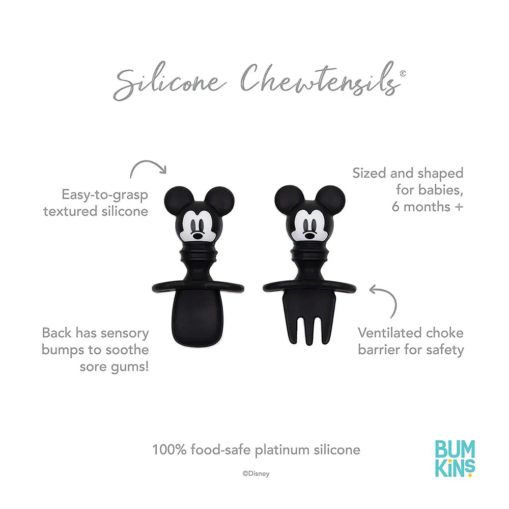 Bumkins Silicone Chewtensils Baby Fork and Spoon Set - Mickey Mouse Bumkins