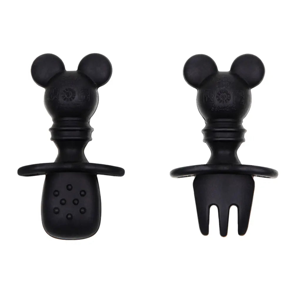 Bumkins Silicone Chewtensils Baby Fork and Spoon Set - Mickey Mouse Bumkins