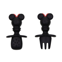 Bumkins Silicone Chewtensils Baby Fork and Spoon Set - Minnie Mouse