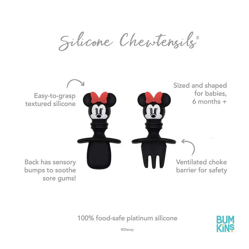 Bumkins Silicone Chewtensils Baby Fork and Spoon Set - Minnie Mouse Bumkins