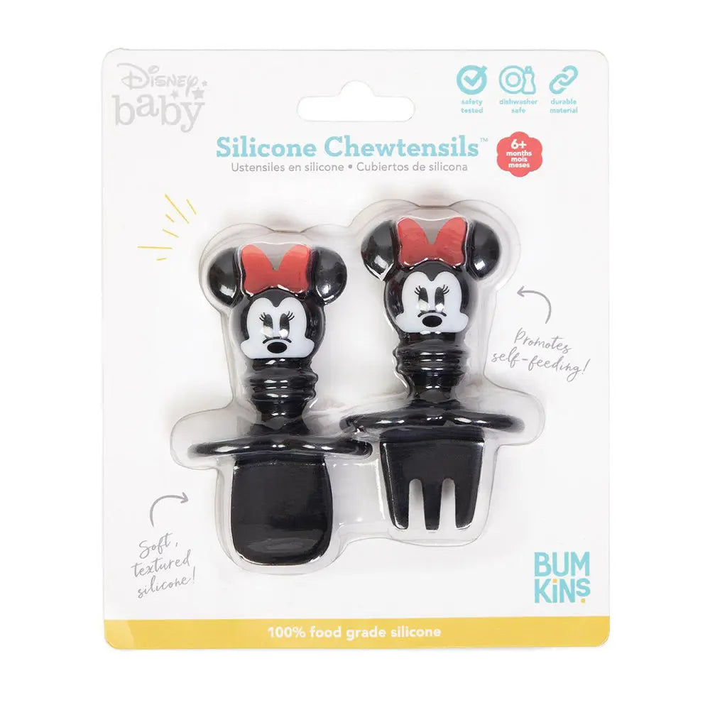 Bumkins Silicone Chewtensils Baby Fork and Spoon Set - Minnie Mouse Bumkins