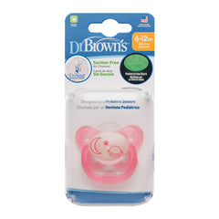Dr Browns PreVent Glow in the Dark Butterfly Shield Pacifier - (Stage 2 ) - Pink (6-12 Months)