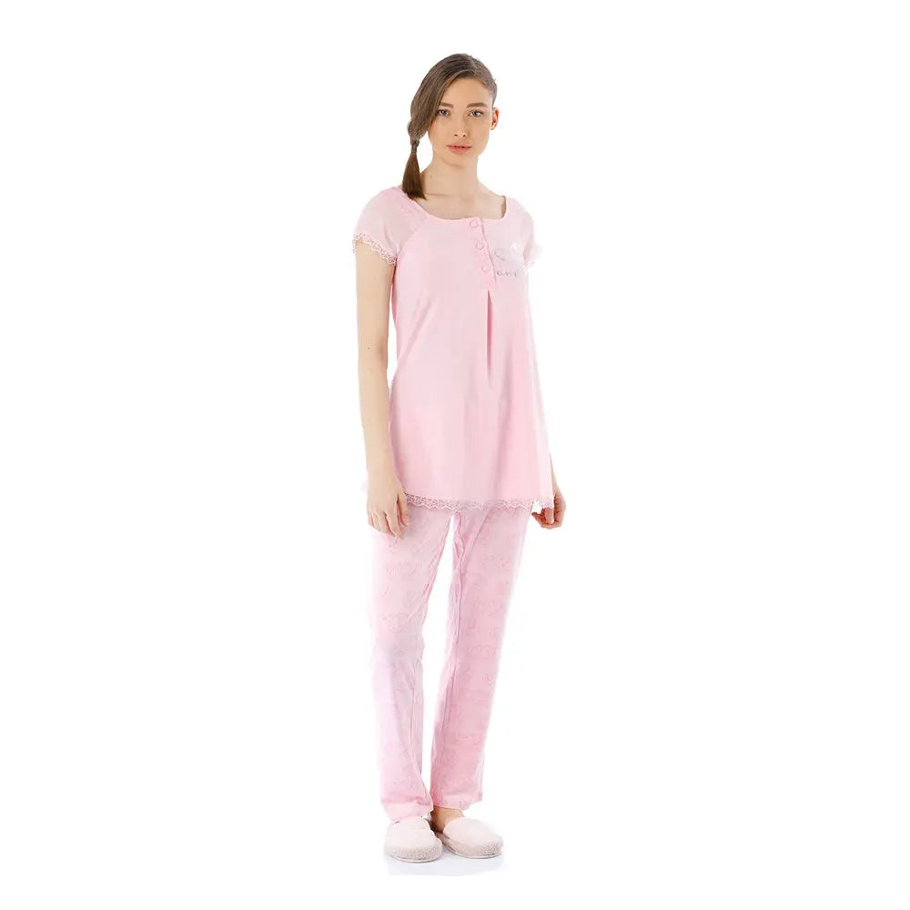 Feyza 3763 Love Maternity Pyjamas Set - Pink Feyza