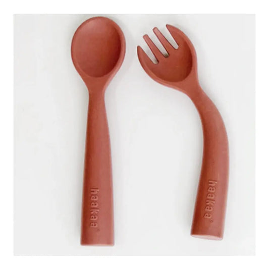 Haakaa Bendy Silicone Cutlery Set - Rust Haakaa