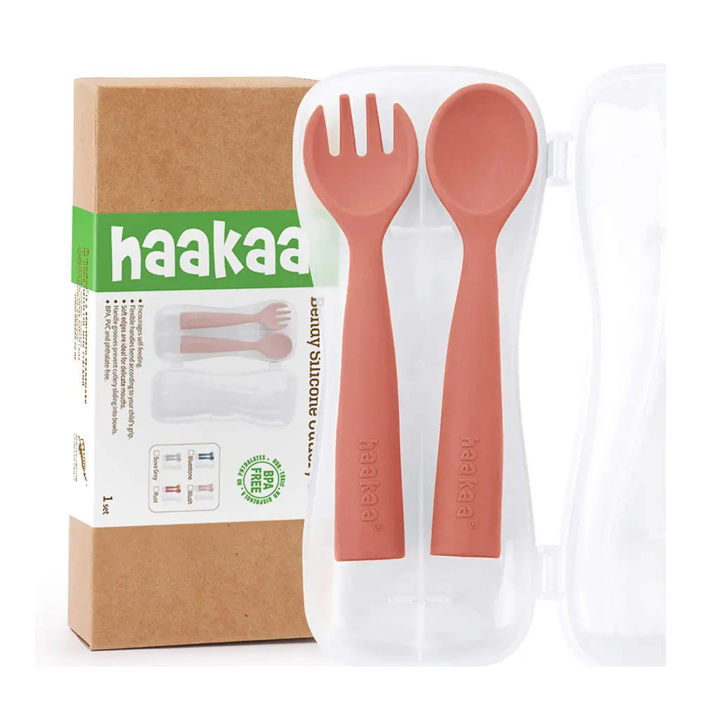 Haakaa Bendy Silicone Cutlery Set - Rust Haakaa