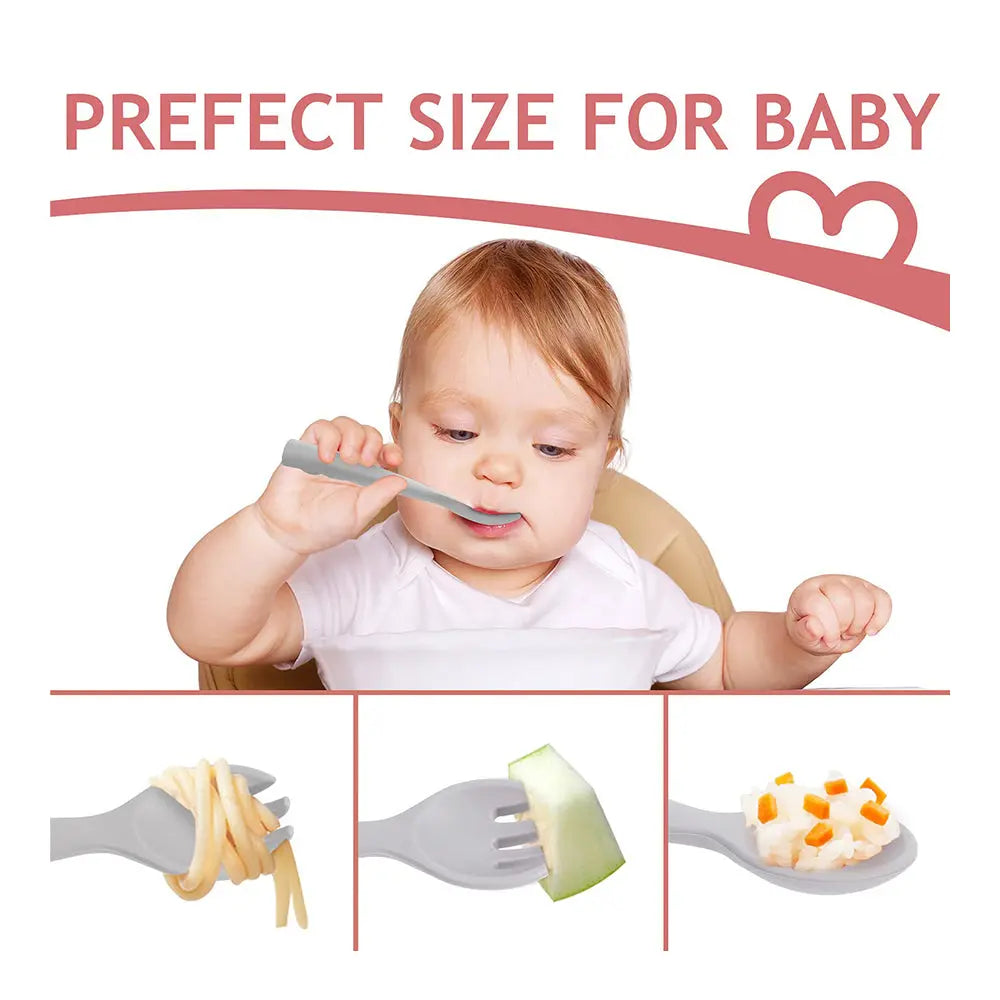 Haakaa Bendy Silicone Cutlery Set - Suva Grey Haakaa