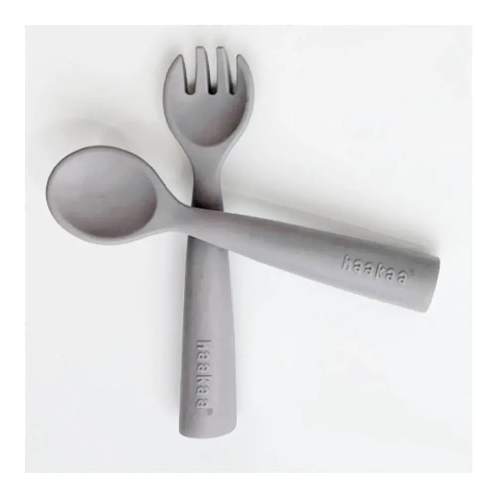 Haakaa Bendy Silicone Cutlery Set - Suva Grey Haakaa