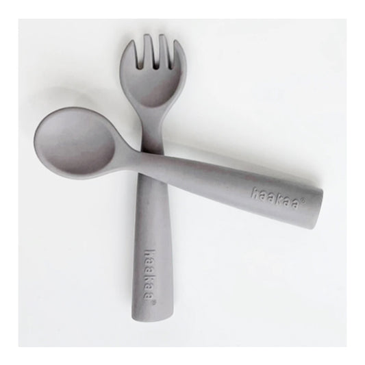 Haakaa Bendy Silicone Cutlery Set - Suva Grey