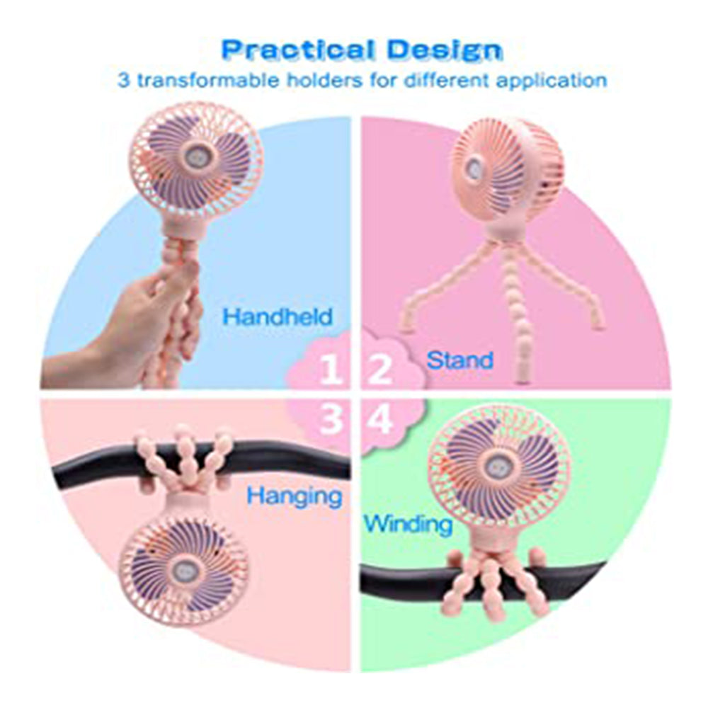 Mamas First Mini Fan Flexible Tripod - Pink