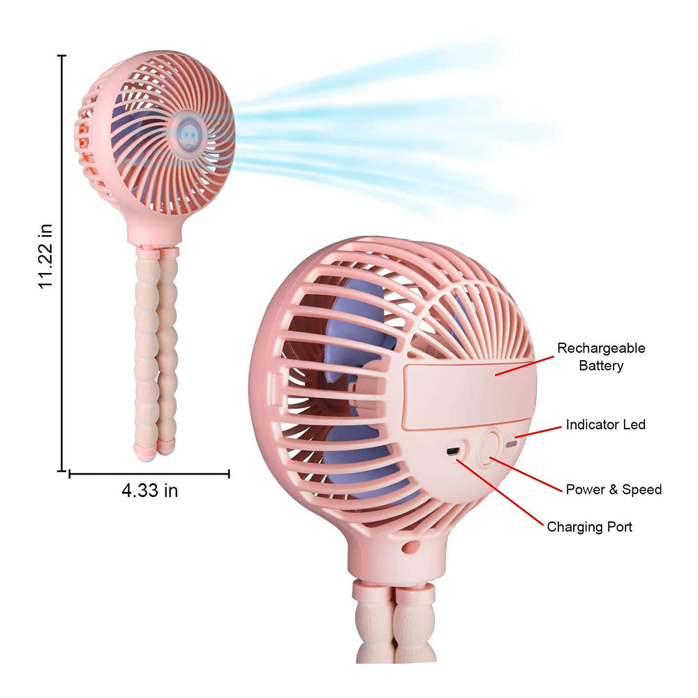 Mamas First Mini Fan Flexible Tripod - Pink
