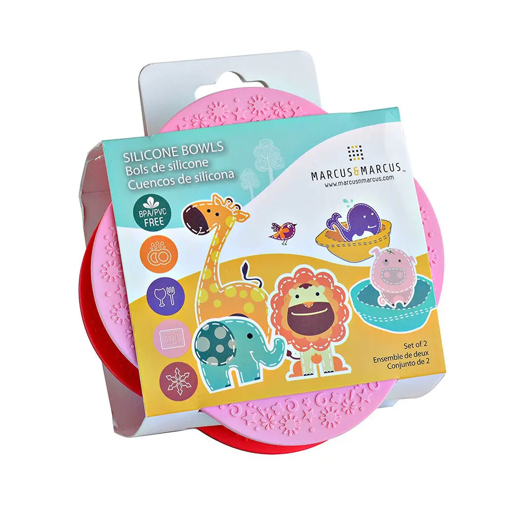 Marcus & Marcus Silicone 2 Bowls Red & Pink Marcus & Marcus