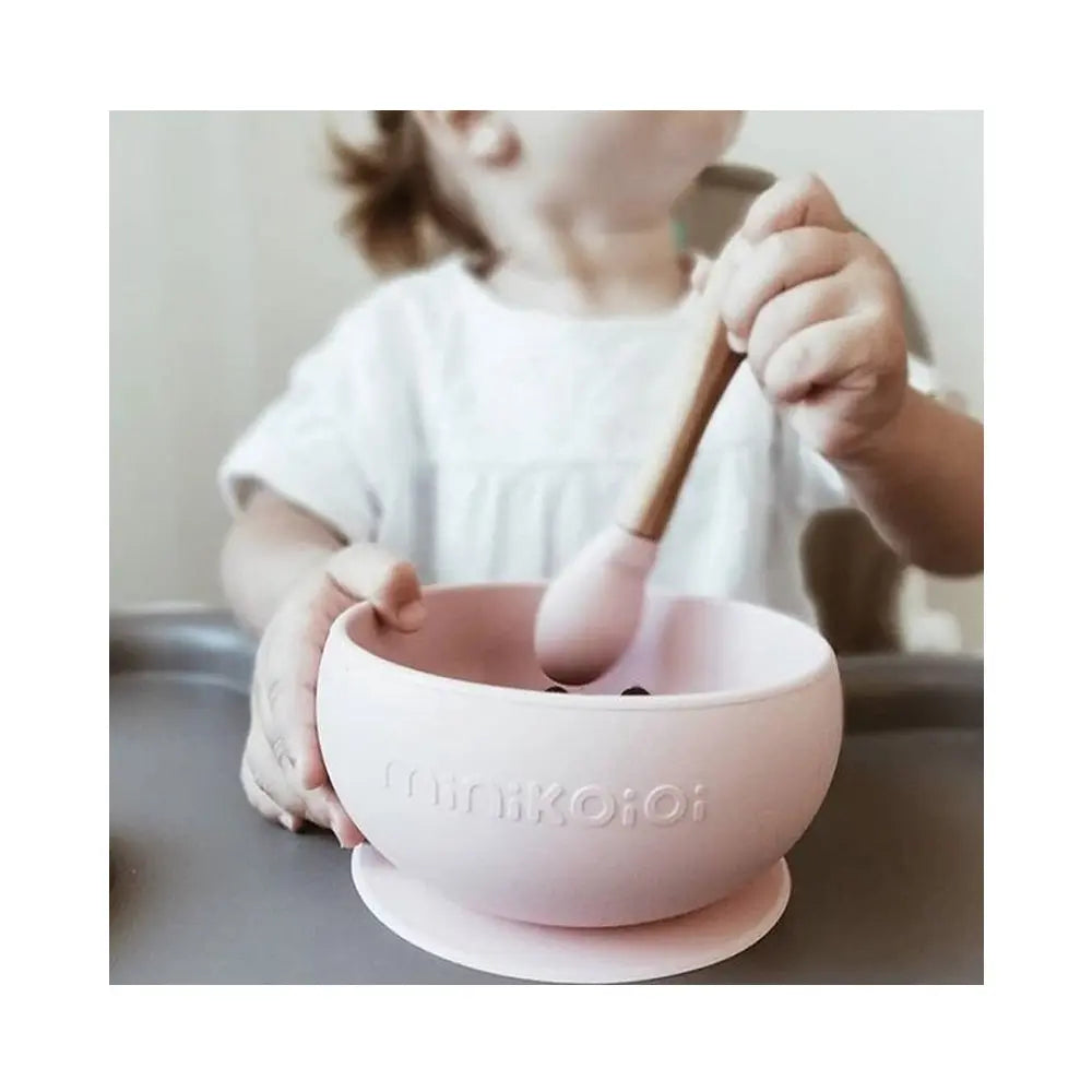 Minikoioi Bamboo handle silicone spoon- Green & Pink MiNiKOiOi