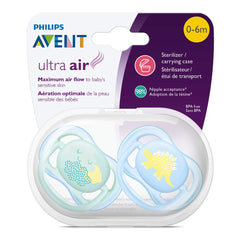 Philips Avent Soother Ultra Air 0-6 months - 2 Pieces, Blue