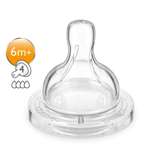 Philips Avent classic+ fast flow baby bottle nipple (Age: 6 Months+), Pack Of 2