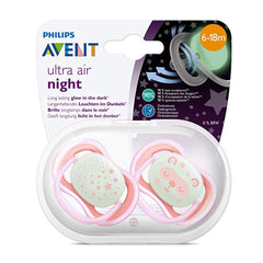Philips Avent Night Time Silicone Soother Ultra Air 6-18 Months Girl - Pack of 2