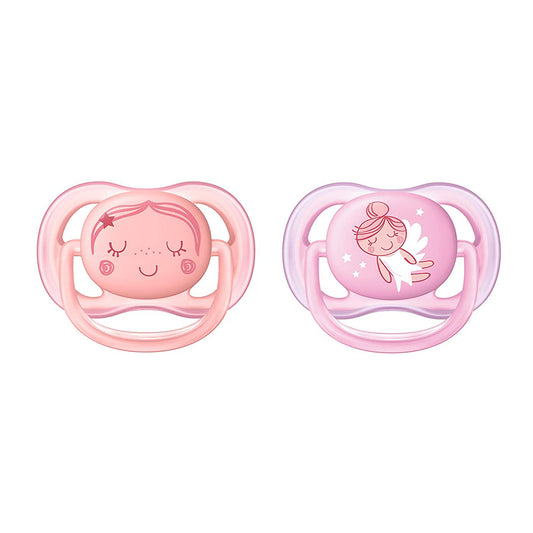 Philips Avent Soother Ultra Air 0-6 months - Mix Deco - 2 Pieces, Pink