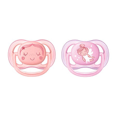 Philips Avent Soother Ultra Air 0-6 months - Mix Deco - 2 Pieces, Pink