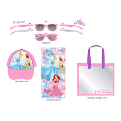 Princess Beach Set-Bag ، منشفة ، قبعات ونظارات شمسية