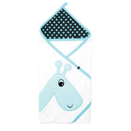 Zaffiro White Baby Bath Towel - Turquoise Giraffe