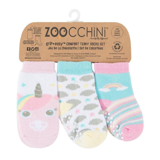 Zoocchini Baby Terry 3 pc Sock set -  Allie the Alicorn