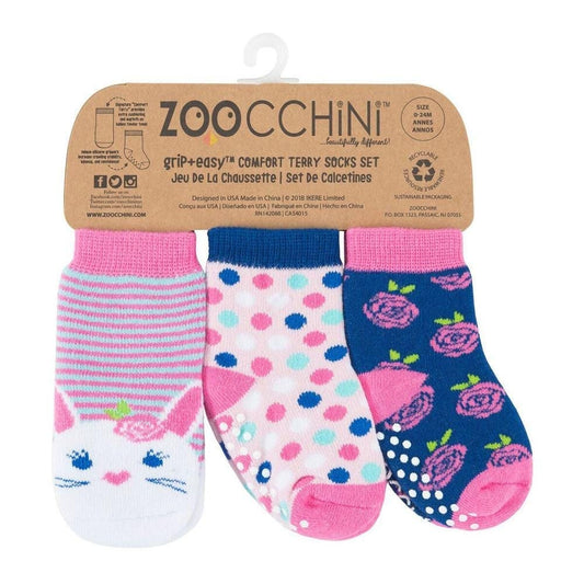 Zoocchini Baby Terry Sock Set - Pack of 3 - Bella the Bunny