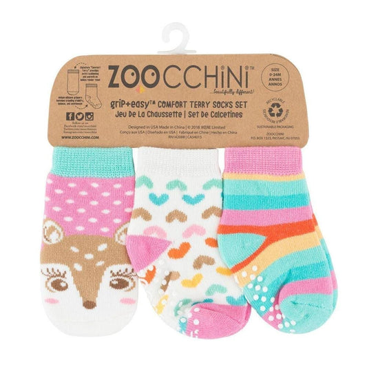 Zoocchini Baby Terry Sock Set - Pack of 3 - Fiona the Fawn ( 0 to 24 months)