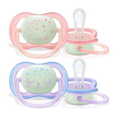 Philips Avent Night Time Silicone Soother Ultra Air (0-6 Months ) - Pack of 2