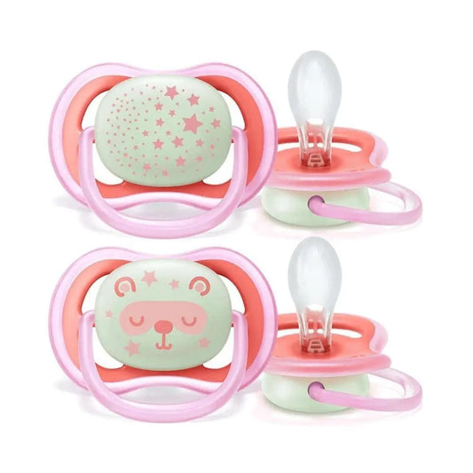 Philips Avent Night Time Silicone Soother Ultra Air 6-18 Months Girl - Pack of 2 Philips Avent