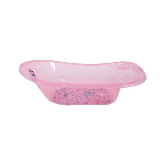 Sevi Bebe Patterned Transpared Baby Bathtub With Drain Plug - Pink