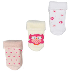 Bross Baby Socks Non-Slip Owl Assorted, Pack of 3