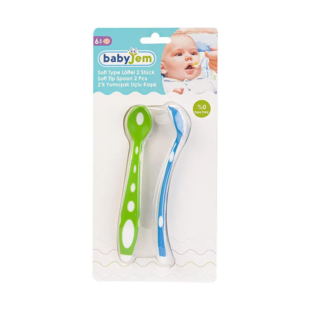 Baby Jem Soft Tip Spoon - Pack of 2 - Green & Blue Baby Jem