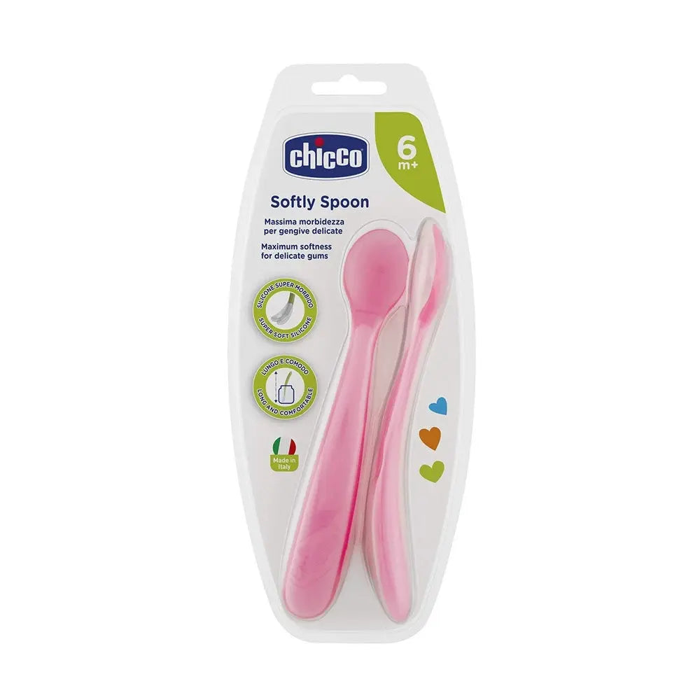 Soft Silicone Spoon Bi-pack - Pink 6 months+ - 2 pieces Chicco