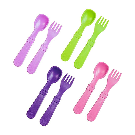 Replay Packaged Spoons and Forks - Butterfly - Purple, Bright Pink,Amethyst & Lime