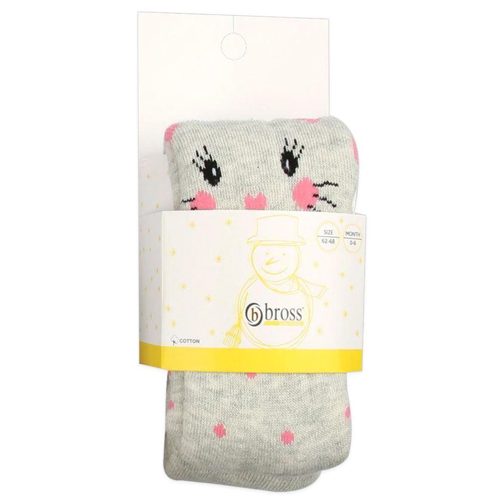 جوارب أطفال Bross Baby Adorable Cat Grey Tights - زوج واحد ، 0-6 أشهر