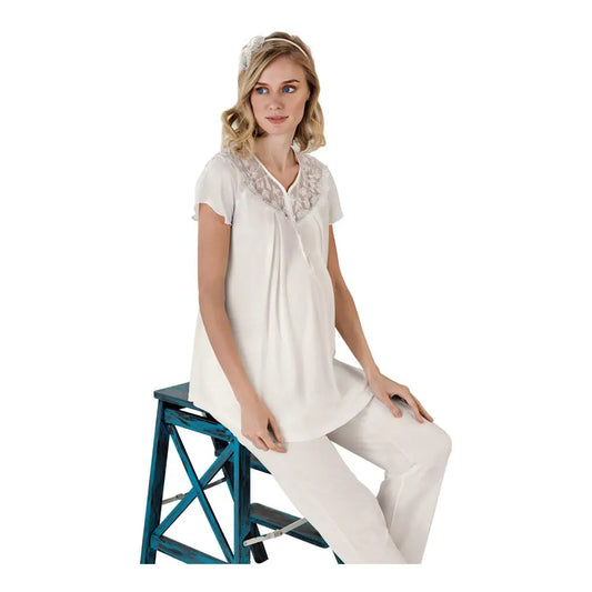 Fc Fantasy 1178 Bianca Maternity Pyjamas Set, White Fc Fantasy