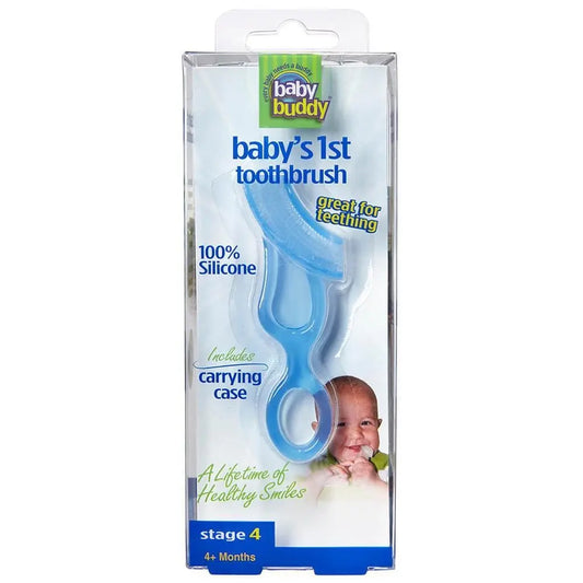 Baby Buddy Babys 1st Toothbrush with Carrying Case - Blue - ( 4 Months+) Baby Buddy