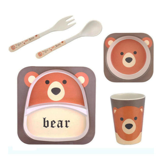 مجموعة أدوات المائدة من ألياف الخيزران - الدب