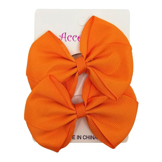 Bowknot Hair Tie - Orange, Pack of 2