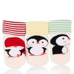 Bross Baby Socks Non-Slip Lovely Penguins - Pack of 3