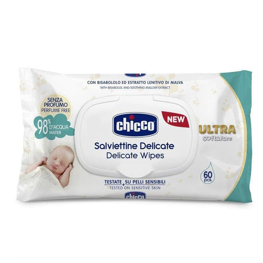 Chicco Ultra Soft and Pure Wipes with Flip Cover - 60 Wipes