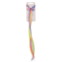 Colourful Hair Extensions Clips with Tinsel Strands, Butterfly
