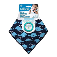 Dr Browns Bandana Bib with Teether Whales - Blue