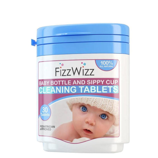 أقراص تنظيف Fizzwizz Baby Bottle & Sippy Cup ، 30 أقراص طبيعية بالكامل