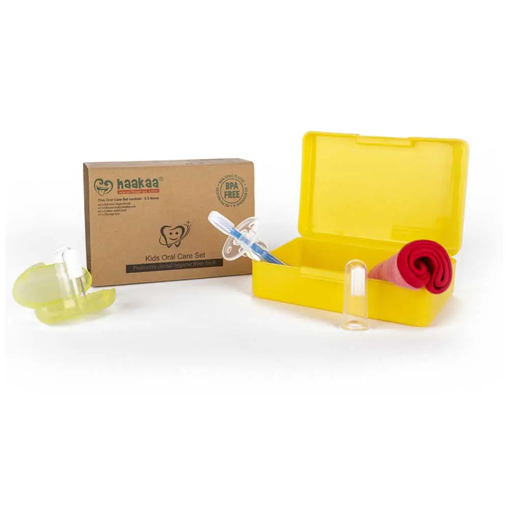 Haakaa Kids Oral Care Set - 0 to 5 Years - Yellow Haakaa