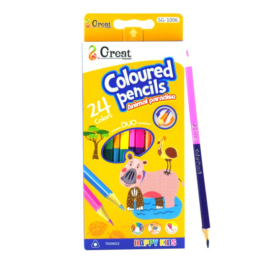 أقلام رصاص ملونة من هابي كيدز ، Animal Paradise ، 24 لونًا ثنائيًا