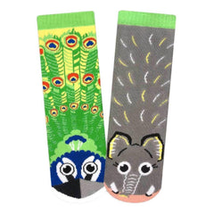Pals Socks Peacock & Elephant Kids Socks- (4-8 years)