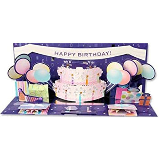 بالون بطاقة عيد ميلاد منبثقة ثلاثية الأبعاد وانفجار كعكة