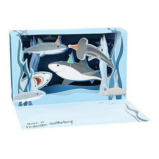 Pop Up 3D Birthday Card Sharks